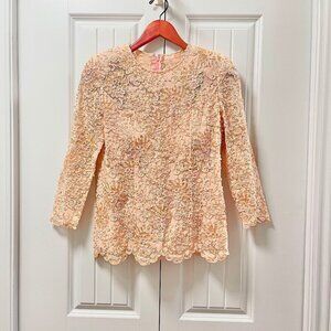 Vintage Pink Coral Lace Floral Pearl Embellished Top
